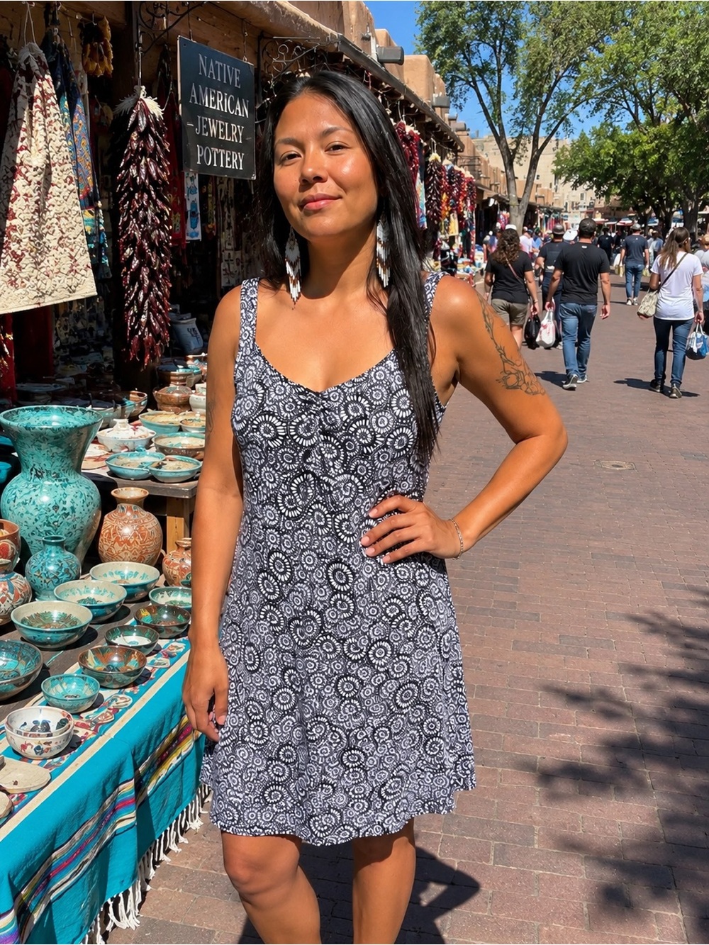Nomadic Traders Black Floral-Trim Tank